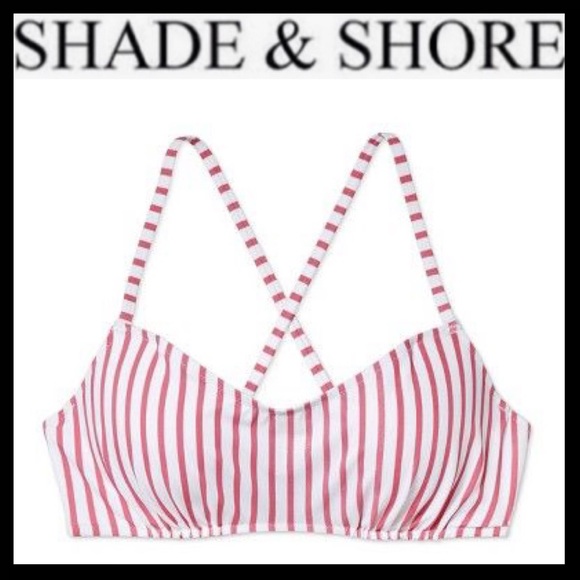 🎈SALE🎈NWT Shade & Shore Striped Bikini Top - Picture 2 of 8